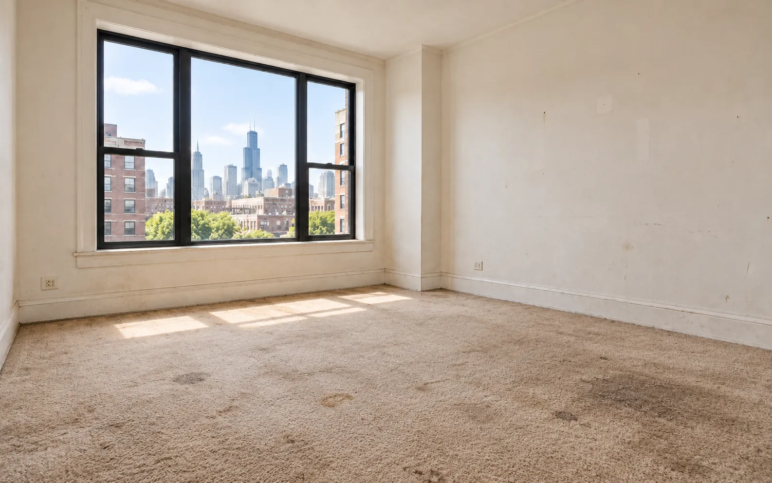 Before: worn, stained carpet